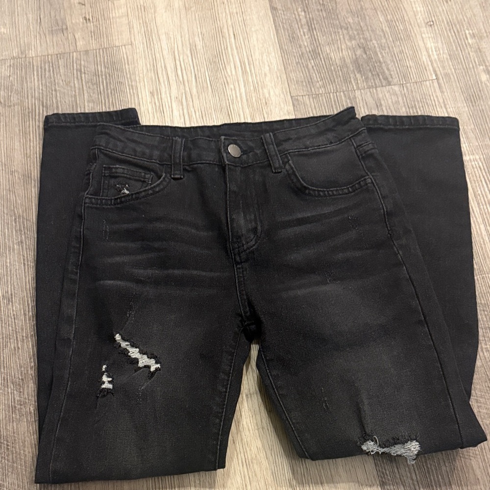 Distressed Black Denim kids unisex size 10y